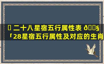 ☘ 二十八星宿五行属性表 🐧 「28星宿五行属性及对应的生肖」